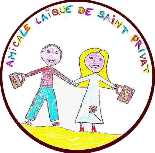 Logo de l'Amicale Laïque de Saint-Privat : deux enfants dessinés à la main